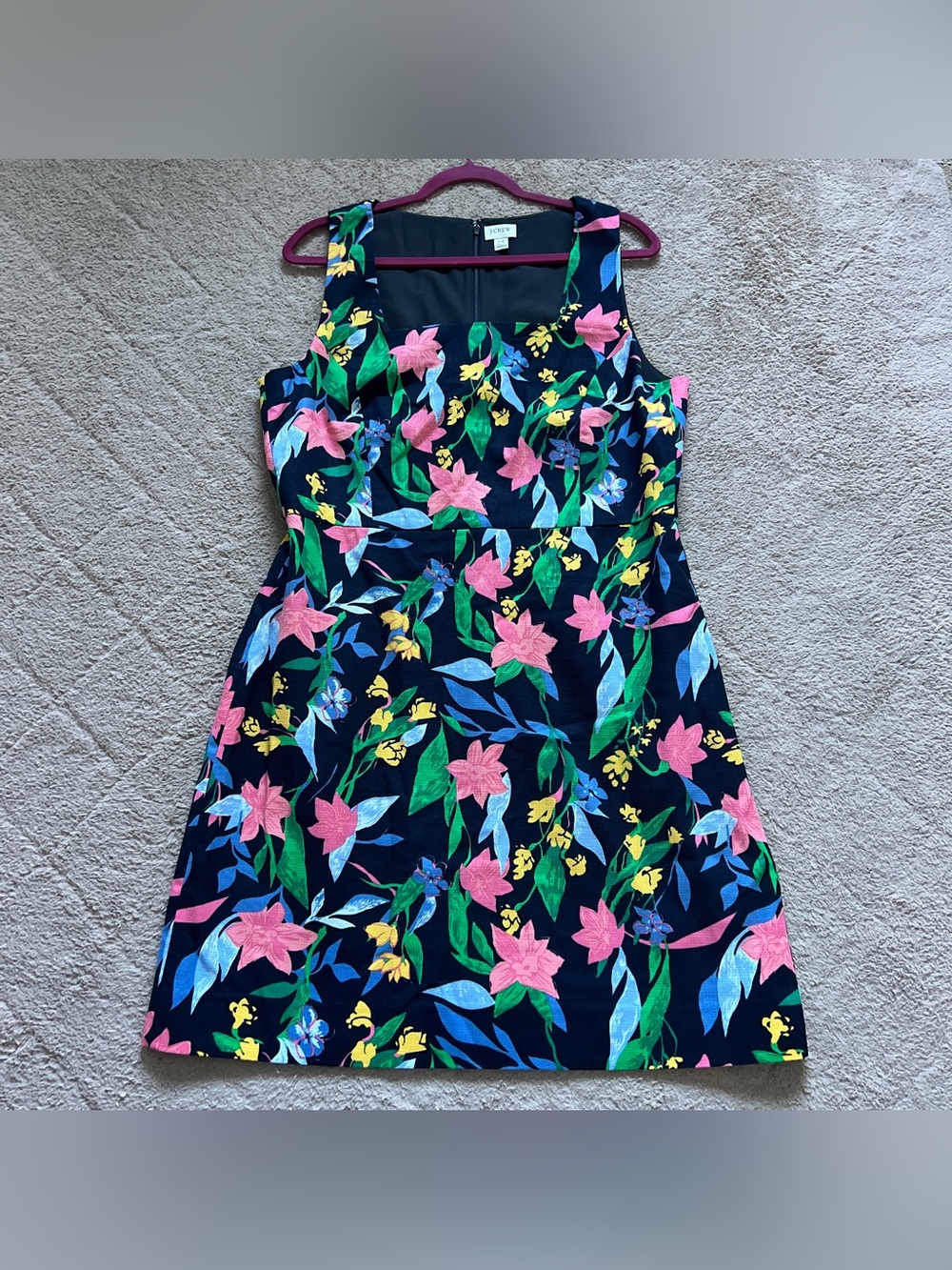 J. Crew Floral Basketweave Dress Old Money Elegant Wedding Guest Cotton Sz 14